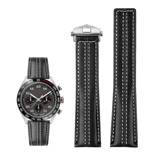 Bracelet montre cuir véritable 22mm contre l'usure prématurée avec boucle pliable