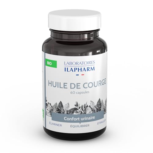 Laboratoires Ilapharm – Huile de Pépins de Courge Bio — Prostate & Confort Urinaire – Huile Pressée à Froid – 60 Capsules Fabriquées en France