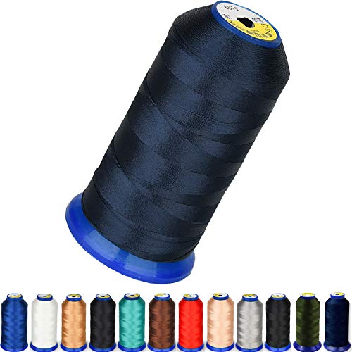 Heavy Duty Thread 1800Yards Size T70#69 210D/3 All Purpose High Strength Polyester Sewing Thread for Weaves, Upholstery, Jeans and Weaving Hair, Drapery, Beading, Purses, Leather (Navy Blue)