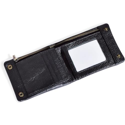 Genuine Leather Wallet for Men Slim Bifold Crazy Horse Cowhide Snap Button Card Case Minimalist Front Pocket Gift (Black)3