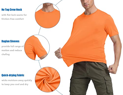 Biylaclesen Mens Athletic Sun T-Shirts Lightweight Shirts Uv Protection Clothing Outdoor Hiking Shirts Gym Shirts Sports Shirts For Men Orange #TOP5