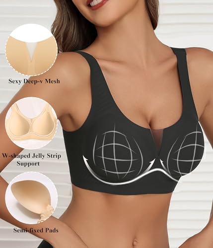 Avidlove Bras for Women No Underwire Seamless Bra Deep V Full Coverage T-Shirt Bralette Comfort Everyday Bra2