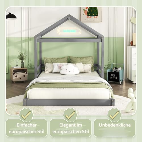 Cama casa verde 140x200 para transformar el dormitorio juvenil en un refugio nórdico 6