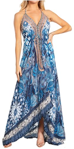 Image of Sakkas Lizi 2025 Womens Maxi High-Low Halter Handkerchief Long Dress Beach Party