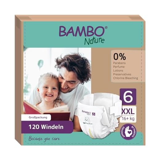 Bambo Nature Baby Windeln Größe 6 (16+kg) 120 St. Monatsbox | Premium Diapers mit verbesserter Auslaufsicherheit | Ultimativen Komfort & Freiheit für Aktive Kinder, Dermatologisch getestet Nappies