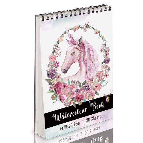 Eucomir A4 Papel Acuarela, Papel De Acuarela 160gsm Cuaderno Acuarela 30 Hojas(21x27.9cm) Papel De...