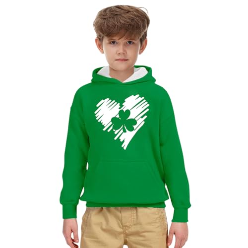 St. Patrick's Day Kids Hoodie Cute Shamrock Swearshirt with Kangaroo Pockets Luck Irish Hoodie for Boys&Girls3