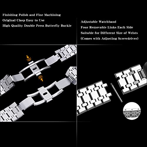 Image of GA2100 Stainless Steel Watch Case with Metal Watchband and Rubber Strap Mod Kit - Compatible with GA-2100 /GA-2110 /GA-B2100 Series - Watch Part Replacement