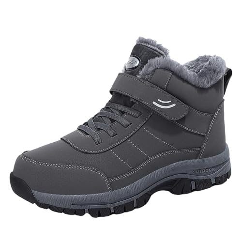 Zapatos de nieve para mujer, con cordones, botines de nieve con forro polar para mujer, cómodos y cálidos, botines deportivos gruesos, antideslizantes, zapatos clásicos de moda para invierno, gris