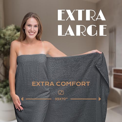 Image of White Classic Luxury Soft Bath Sheet Towels - 650 GSM Cotton Luxury Bath Towels Extra Large 35x70 | Highly Absorbent and Quick Dry | Hotel Quality Extra Large Bath Towels Oversized, Dark Gray, 2 Pack