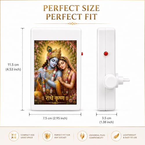 Image of Radhe Krishna 9-in-1 LED Mantra Chanting Box with Adjustable Volume & Bell Tones | Devotional Audio Player for Home, Temple & Meditation | Glowing Light for Peace & Positivity | Ideal Gift Item