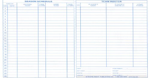 Score Right Standard Soccer 29 Games Scorebook, Small #TOP3