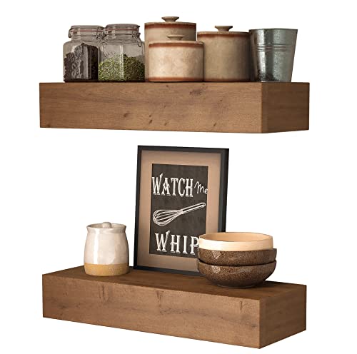 ROOREVO Wall Floating Shelves, Rustic Wood Wall Shelf Handmade -