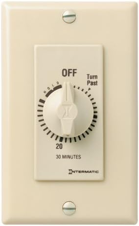 Intermatic FD30MH 30-Minute Spring-Loaded Automatic Shut-off In-Wall Timer for Fans and Lights, Ivory