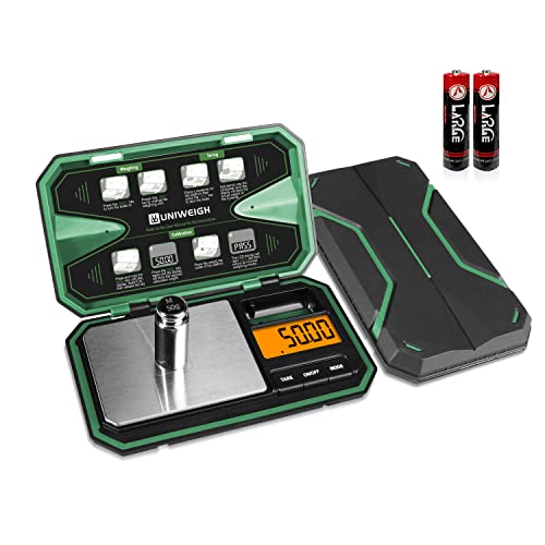 Uniweigh Digital Pocket Scale 200G/0.01G, Digital Scale Grams, Mini Jewelry Scale, Coins Scale With 50G Cal Weights For Powder, Weed (Battery Included)-Green #TOP26