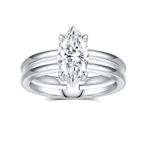 ZHOANLE 2CT Marquise Moissanite Ring