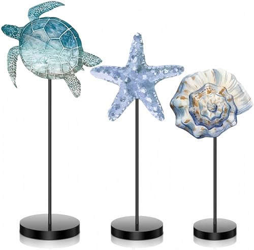 Maitys 3 Pcs Sea Table Decor Coastal Turtle Starfish...
