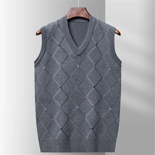 Men's Sleeveless Knit Sweater Vest Classic Business Casual Diamond V Neck Pullover3