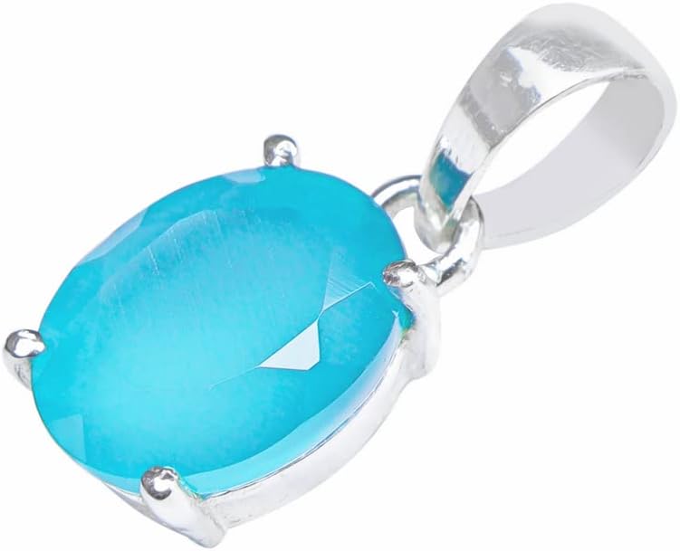 Gemstone 925 Sterling Silver Pendant Necklace For Women Girls Gemstone Jewelry