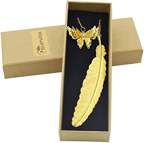 CRASPIRE Stainless Steel Bookmarks Silver Lettering Bookmarks With Feather Pendant With Kraft Paper Bag For Book Lovers Teacher Students On To The Next Chapter