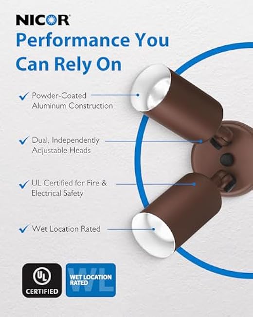 NICOR Lighting 100W Bronze Double Cylinder Adjustable Security Flood Light (11528)