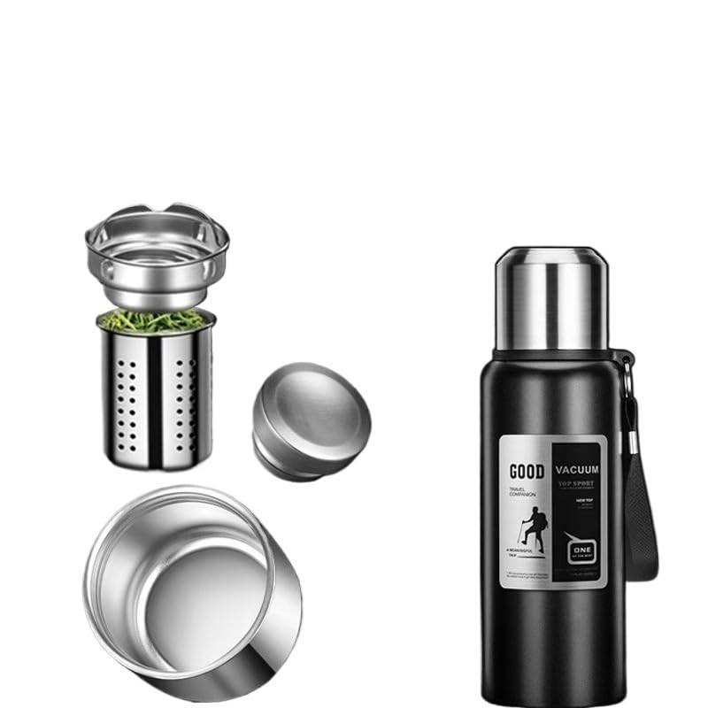 Thermos Mug Long-lasting 72 Hours Large Capacity 316 Stainless Steel Men's Outdoor Travel Mountaineering Portable.(Black 600ML)