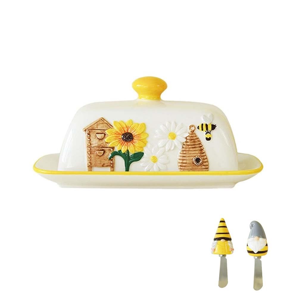 Gardien de beurre en céramique nid d'abeille, cadeau idéal pour gourmands