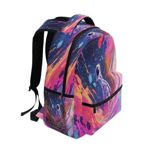 Astronaut Colorful Backpack for School Boys Girls Adults Kids Bookbag Laptop Bag 15L2