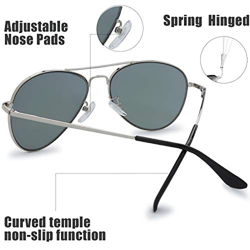 Image of The Fresh Classic Aviator Sunglasses for Men Women, Metal Frame Mirror Lens, Pilot Style, Includes Cleaning Cloth, Pouch