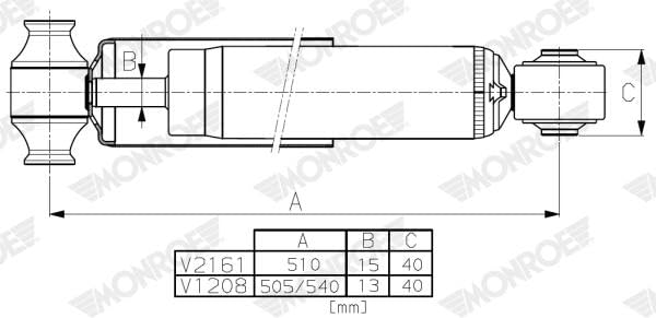 Amortisseur arrière Monroe V1208 haute stabilité Ford Tourneo Custom 2012- - 2
