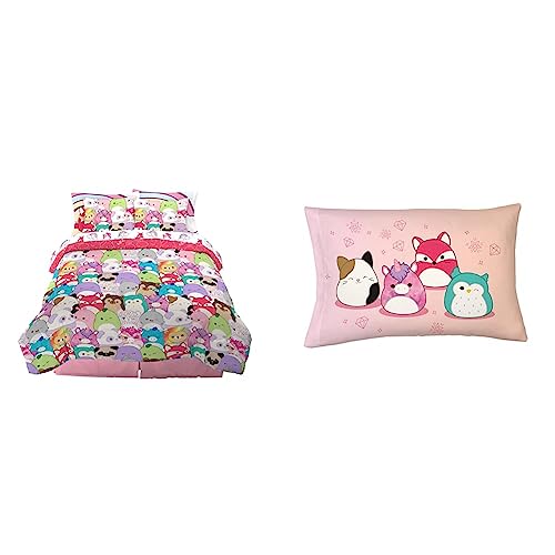 Squishmallows Bedding Super Soft Comforter, Sheet Set and Pillowcases (7 Pieces)