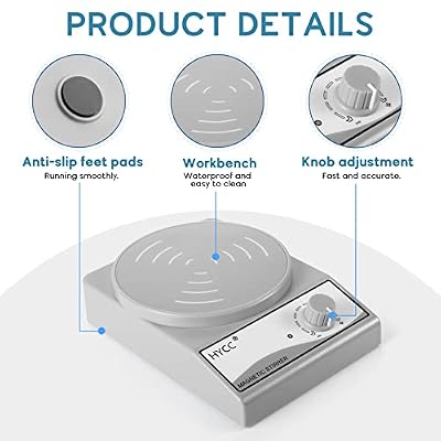 HYCC Laboratory Magnetic Stirrer with Magnetic Stirring bar and Stirring bar Retriever, 3000 RPM, max. Capacity: 3000ml