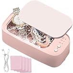 Ultrasonic Cleaner Machine, Portable Ultrasonic Jewellery Cleaner Glasses Cleaner with 3 Cleaning Modes and Timer Pink