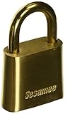 Sesamee K0436 4 Dial Bottom Resettable Combination Brass Padlock with 1-Inch Shackle and 10,000 Potential Combinations