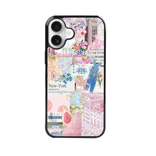 qizjio Preppy Coastal Collage Phone Case Shockproof Protective Ocean Beach Phone Case for iPhone 16 Plus