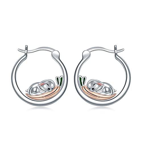Rabbit Hoop Earrings Christmas Gift For Women 925 Sterling Silver Easter Rabbits Earrings Cute Bunny Jewelry Dainty Gifts For Teens Girl Grand Daughter #TOP24