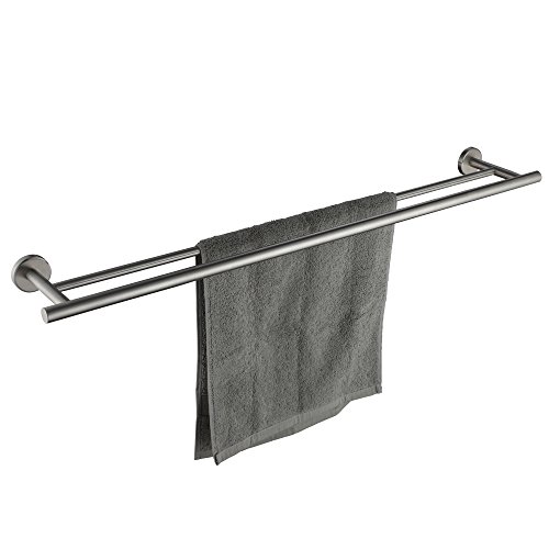 JQK Double Bath Towel Bar, 30 Inch Stainless Steel Towel Rack for Bathroom, Towel Holder Brushed Finished Wall Mount, 33 in Total Length, TB100L30-BN
