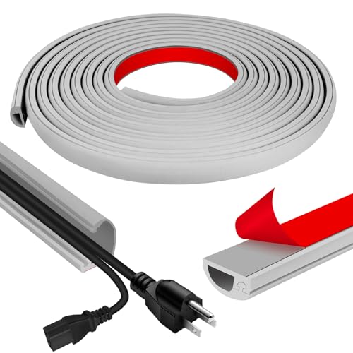 Image of Cord Wall Cover, 236in Self-Adhesive Wire Covers for Cords on Wall, Extension Cable Hider for Floor, Mounted Tv, Home and Office Cavity 0.63 inch Wx0.31 H