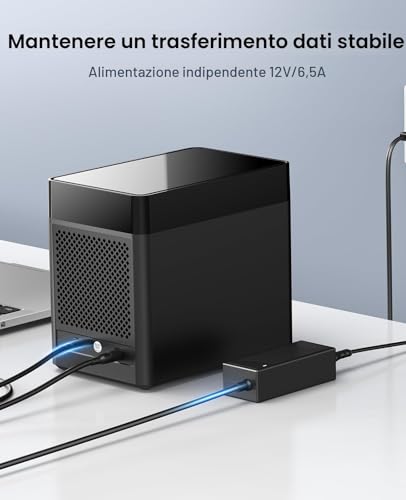 Docking Station 5 bay USB 3.0 Tool-free Custodia per disco rigido magnetica 3.5" per SATA External Hard Drive SATA3.0 da 5x18TB con adattatore 12V6.5A compatibile con Windows/Mac/Linux - Hub USB - Immagine 4