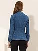 Allegra K Jean Blazer for Women's Lapel Notch Coll... #2
