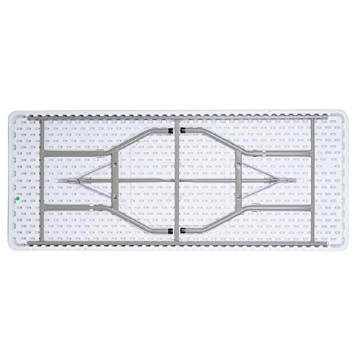 Ezone Indoor Outdoor Heavy Duty Portable Folding Plastic Dining Table W/Handle, Lock For Picnic, Party, Camping - White (6 Ft) #TOP4