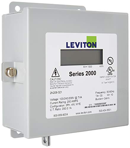 Leviton 2N208-21 Sub-Meter Series 2000 Three Element Meter 200:0.1A ratio, Max 200A Indoor Surface Mount Enclosure