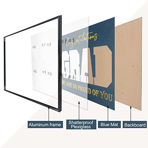 Framepro 2023 Graduation Picture Frame,17X12 Black Frame With Navy Mat-Displays Four 4X6 Photos, Wall Mounting #TOP4