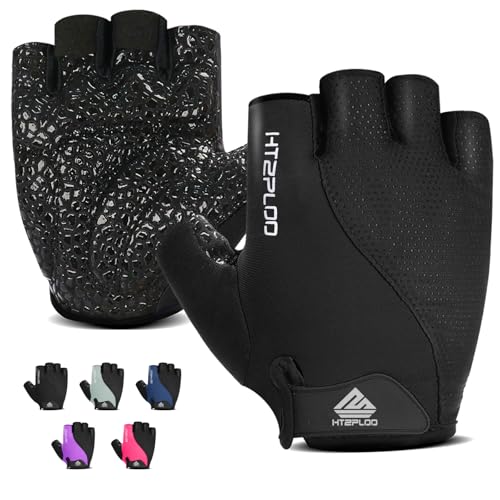 HTZPLOO Workout Gloves for Men Women,Weight Lifting Gloves for Exercise, Gym Training, Fitness,Breathable and Excellent Grip (Black, Small) by HTZPLOO - Used condition - US$11.55