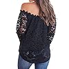 MIHOLL-Womens-Lace-Off-Shoulder-Tops-Casual-Loose-Blouse-Shirts MIHOLL Women's Lace Off Shoulder Tops Casual Loose Blouse Shirts (Black, X-Large)