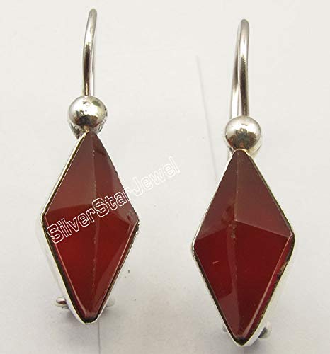 Carnelian Dangle Earrings 1.1" 925 Sterling Silver Handcrafted Gift2