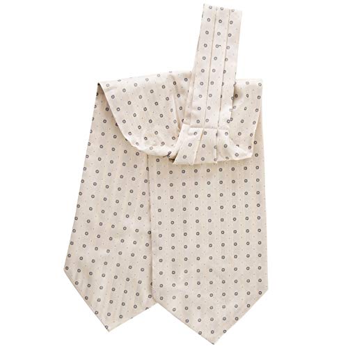 Elizabetta Men's Formal 100% Silk Ascot Tie, Handmade In Italy, Ivory & Silver #TOP4