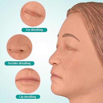 Injection Face Training Model for Injection Practice, Silicone Mannequin Face, Multi-Directional Injection Training Facial Model for Medical Students, Estheticians