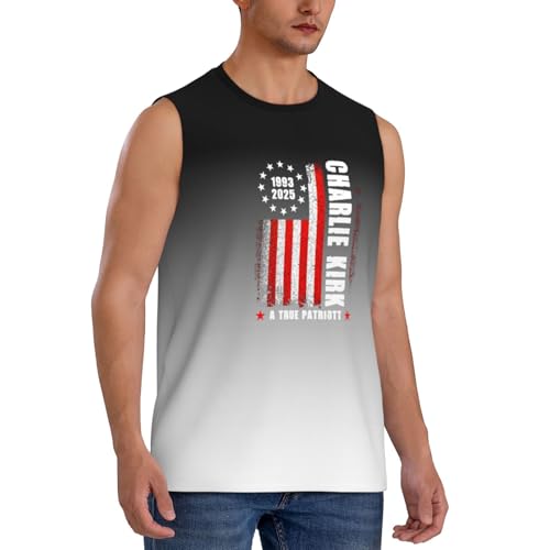 A True Patriott Charlie Kirk Men’s Sleeveless Tank Top – Summer Gym Workout Muscle Shirt | Casual Graphic Vest,2