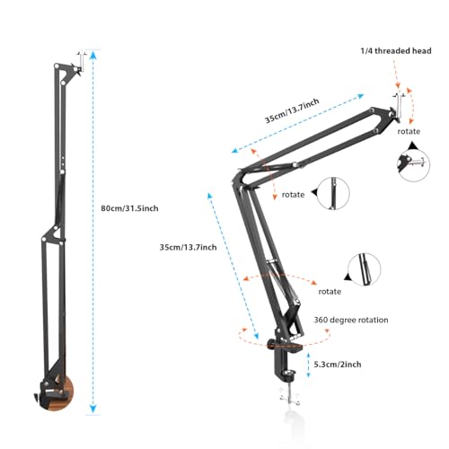 image for LenTok Overhead Tripod For DSLR Cameras, Heavy Duty Camera Desk Mount 